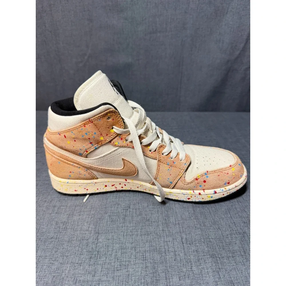 Nike‎ DA8005-100 Air Jordan 1 SE Mid Brushstroke Paint Splatter Mens SZ 9